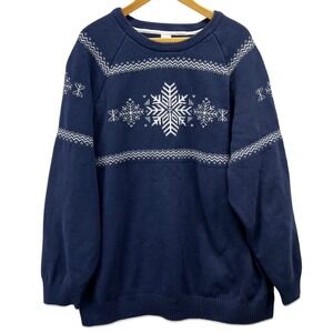 Gymboree XXXL Navy Snowflake Fair Isle Crewneck Sweater Adult Nordic Winter EUC